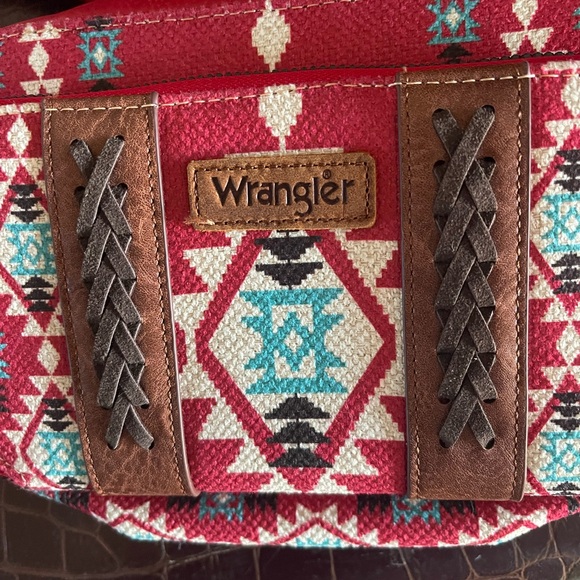Wrangler Red and Brown Patterned Crossbody Bag - Picture 2 of 9